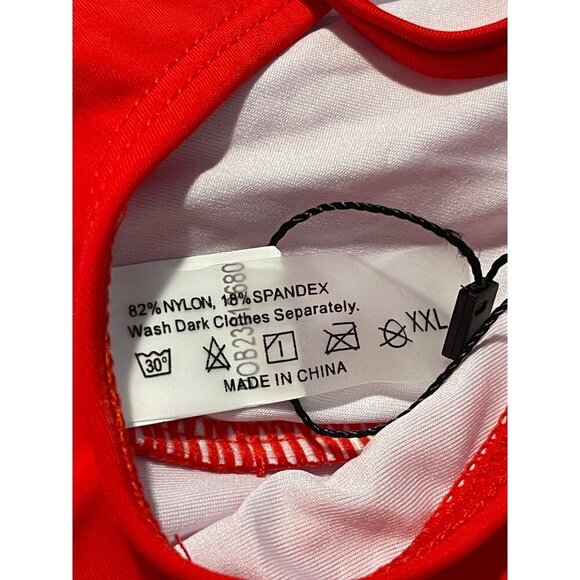 Tempt Me Womens 1 Piece Swimsuit XXL Red V Neck Cross-back Straps Tummy Control - Picture 5 of 6